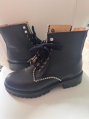 New Boots Biker Ministud Black NAPA Leather size 9 made in Portugal